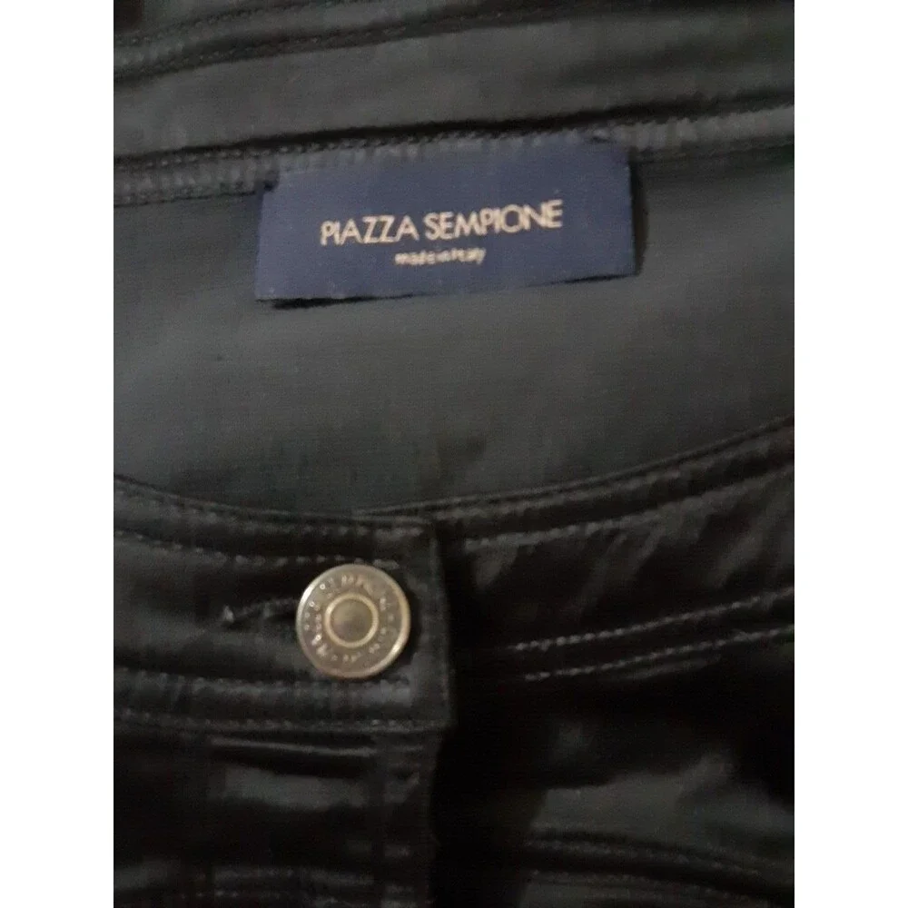 PIAZZA SEMPIONE Solid Black Long Sleeve Cotton Blend Button Up Jacket SZ 48